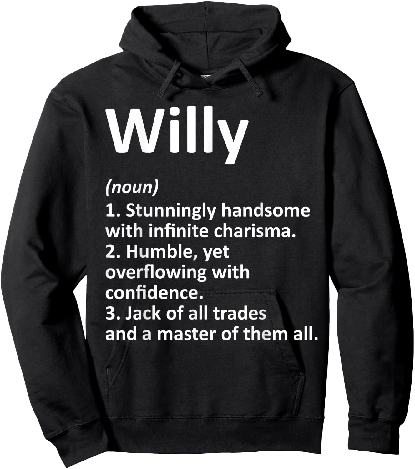 WILLY Definition Personalized Name Funny Birthday Gift Hoodie - Hoodie | Black