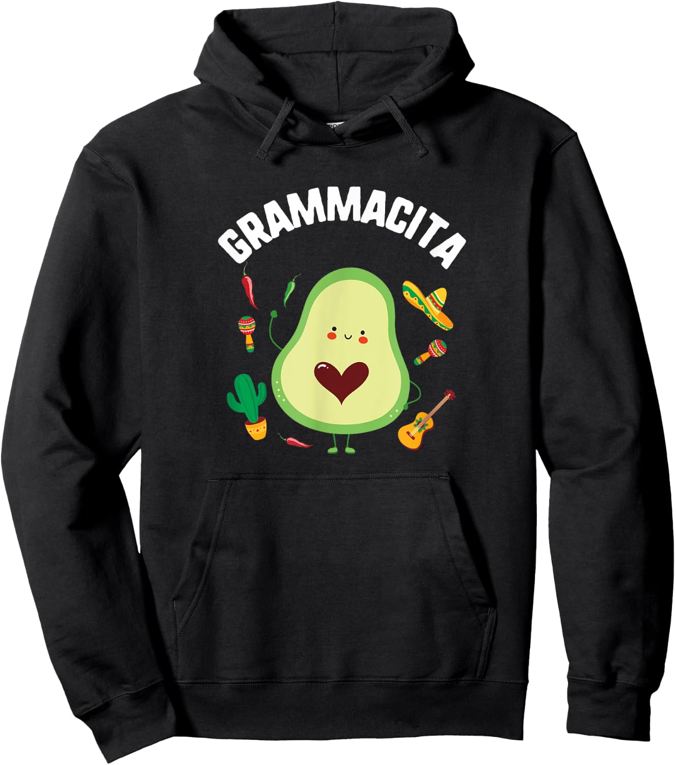 Cinco De Mayo Grammacita Guacamole Avocado Grandma Mexican Hoodie - Hoodie | Black