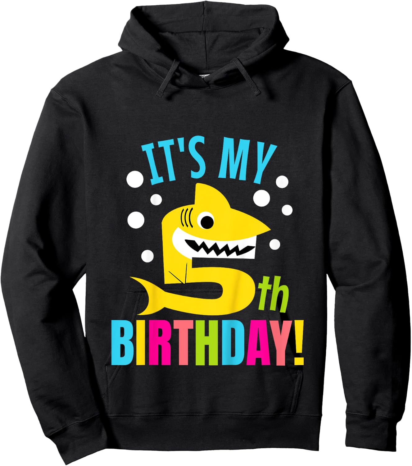 5 Year Old 5th Shark Party Birthday Baby Gift Girls And Boys Hoodie - Hoodie | Black