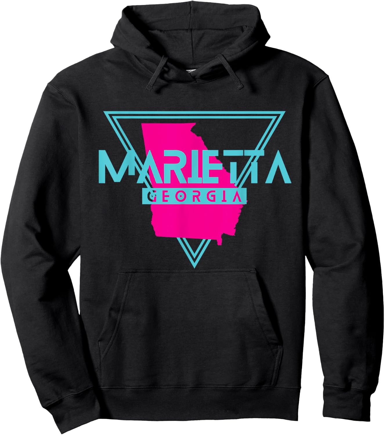 Marietta Georgia Souvenir GA Retro Triangle Hoodie - Hoodie | Black