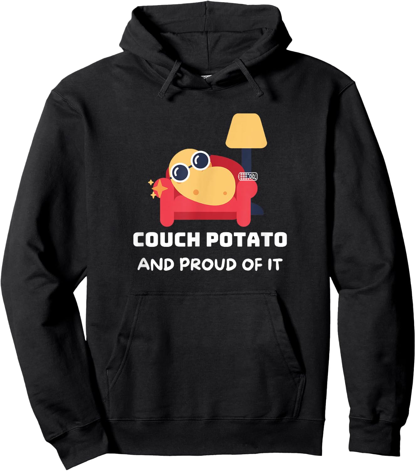 Couch potato designs Funny Couch potato and proud of it. ,Black , Small Hoodie - Hoodie | Black