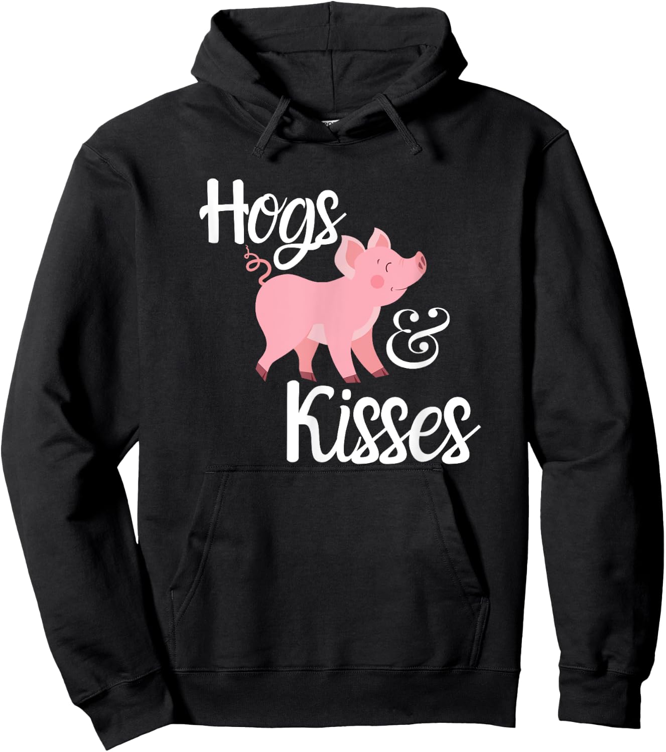 Hogs and Kisses Cute Pig Hoodie - Hoodie | Black