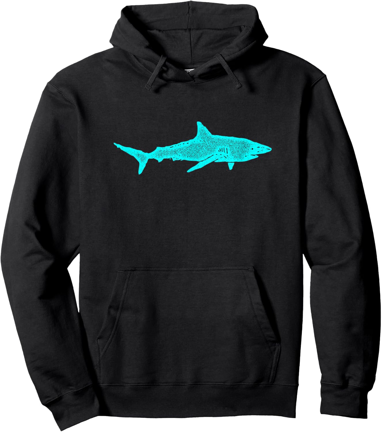 Shark | Turquoise Green Blue Shark Silhouette | Shark Gift Hoodie - Hoodie | Black