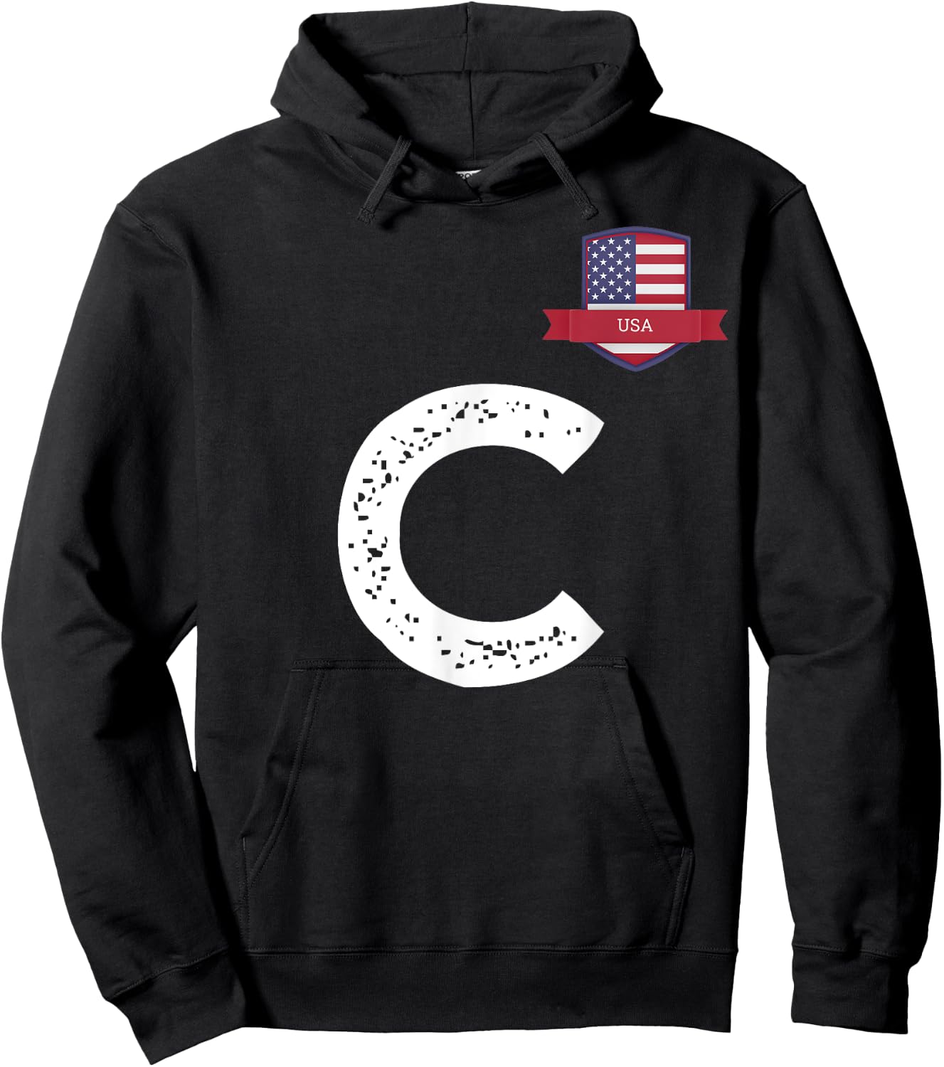 USA Human-Flag Letter C American USA Hoodie - Hoodie | Black