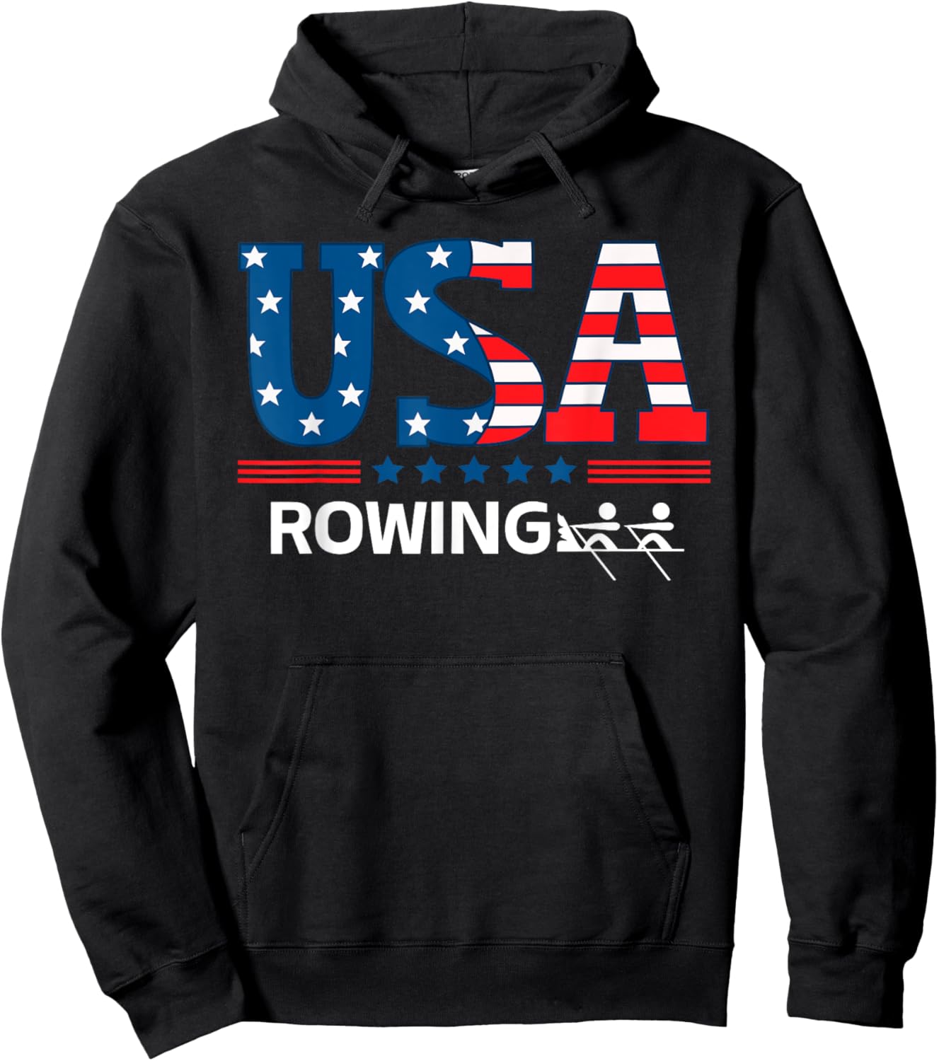 United States Flag Rowing USA Team Sport Rowing Hoodie - Hoodie | Black