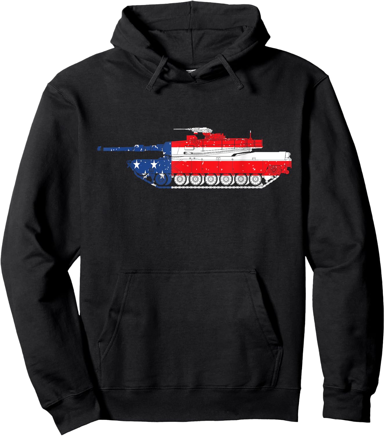 Army M1 Abrams Tank 4th Of July USA American Flag Men Hoodie - Hoodie | Black