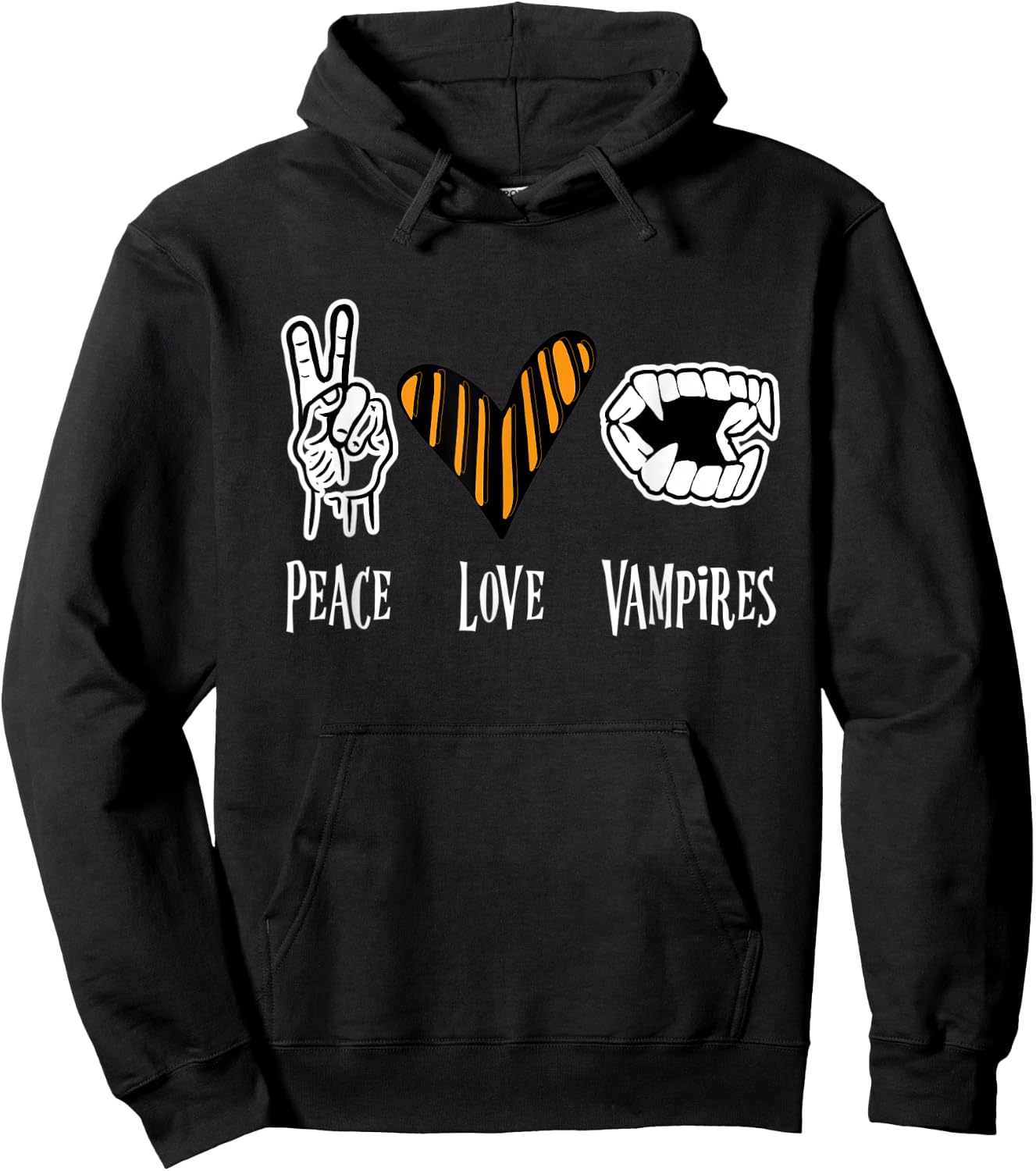 Halloween Vampire Outfit Men Women Kids Peace Love Vampire Hoodie - Hoodie | Black