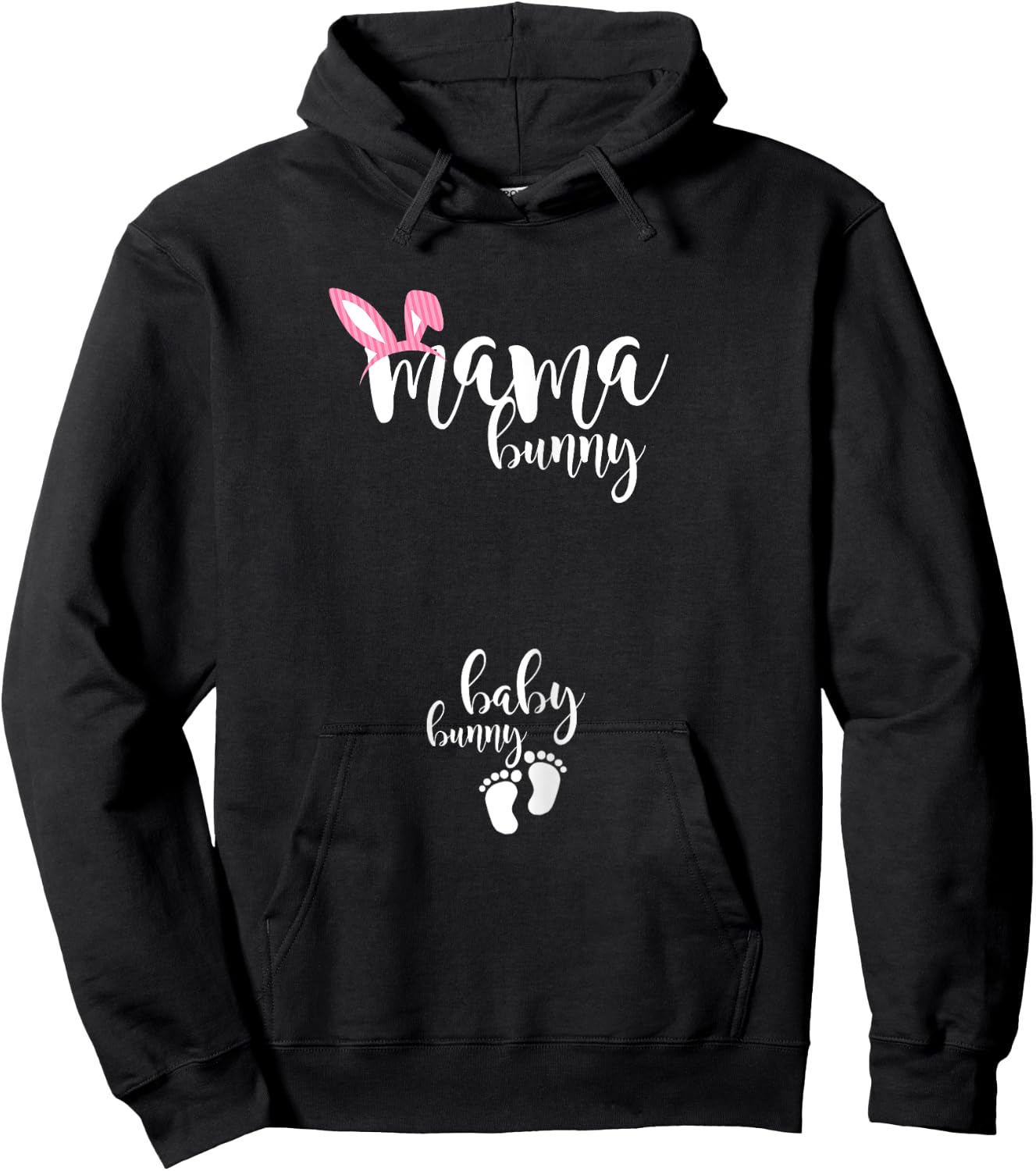 Mama Bunny Baby Bunny Pregnant Mom Easter Pregnancy Reveal Hoodie - Hoodie | Black