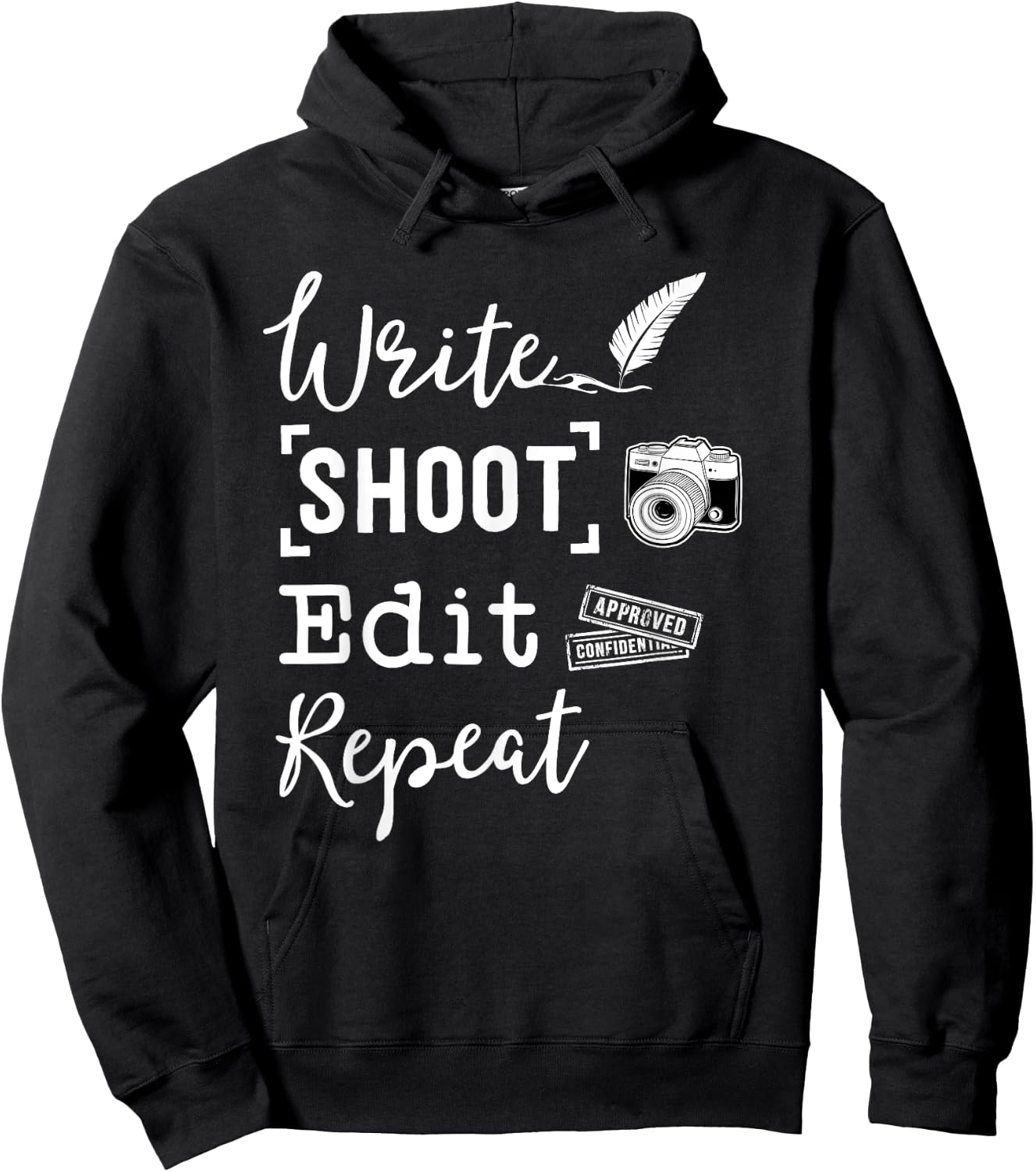 WRITE SHOOT EDIT REPEAT Journalism Shirt Journalist Hoodie - Hoodie | Black