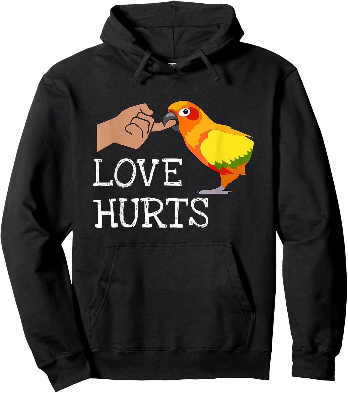Love Hurts Sun Conure For Sun Conure Parrot Birds Lovers Hoodie - Hoodie | Black