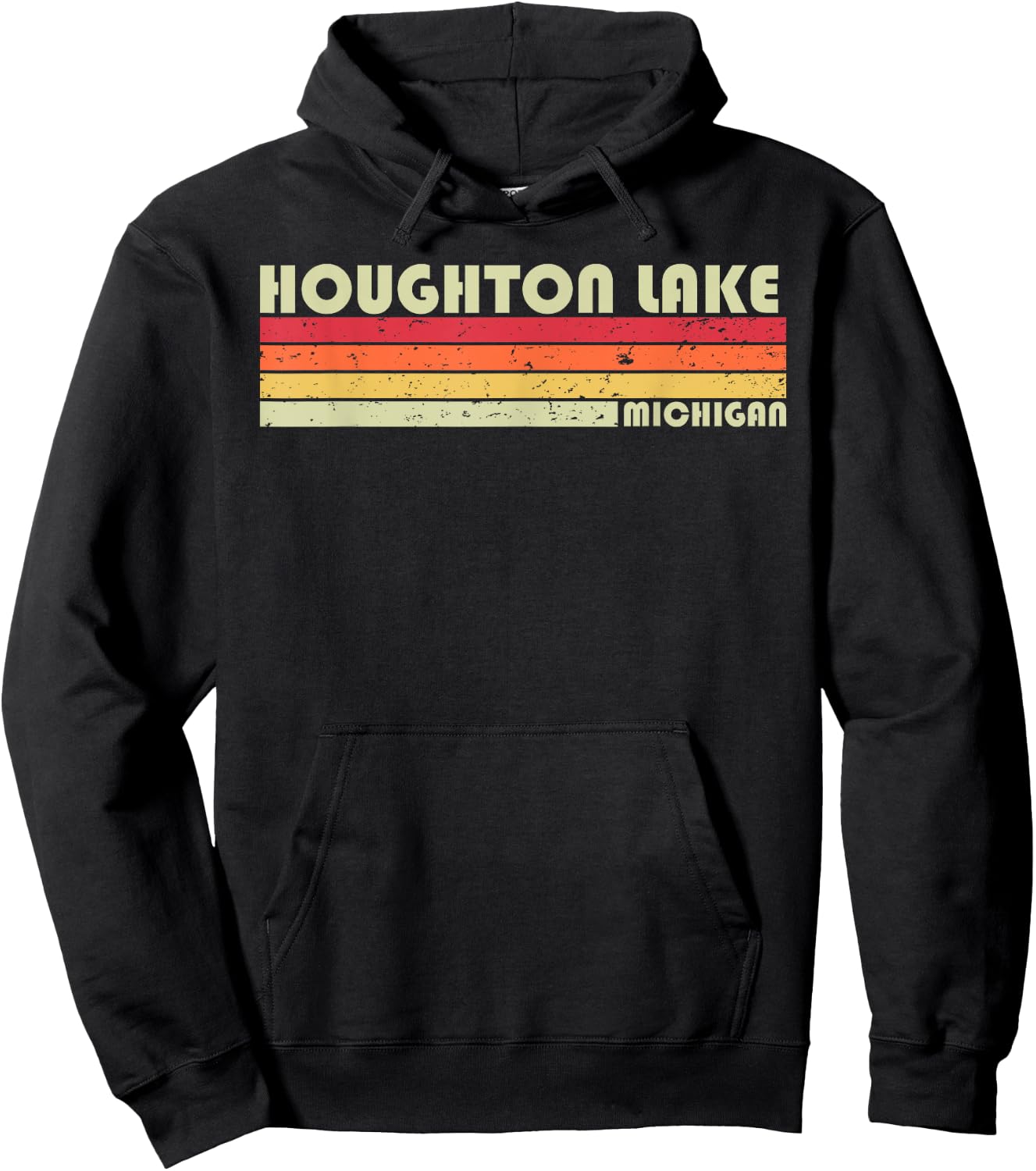 HOUGHTON LAKE MICHIGAN Funny Fishing Camping Summer Gift Hoodie - Hoodie | Black
