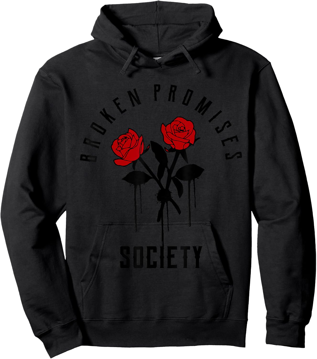 Broken Promises Broken Promise Saying English Rose Hoodie - Hoodie | Black