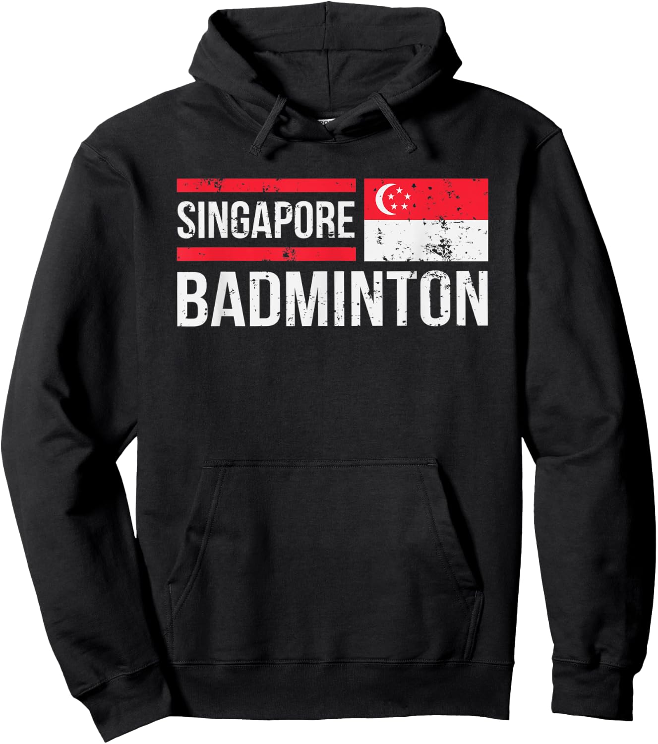 Singapore Badminton Flag Racket Sport Birdie Player Fan Gift Hoodie - Hoodie | Black