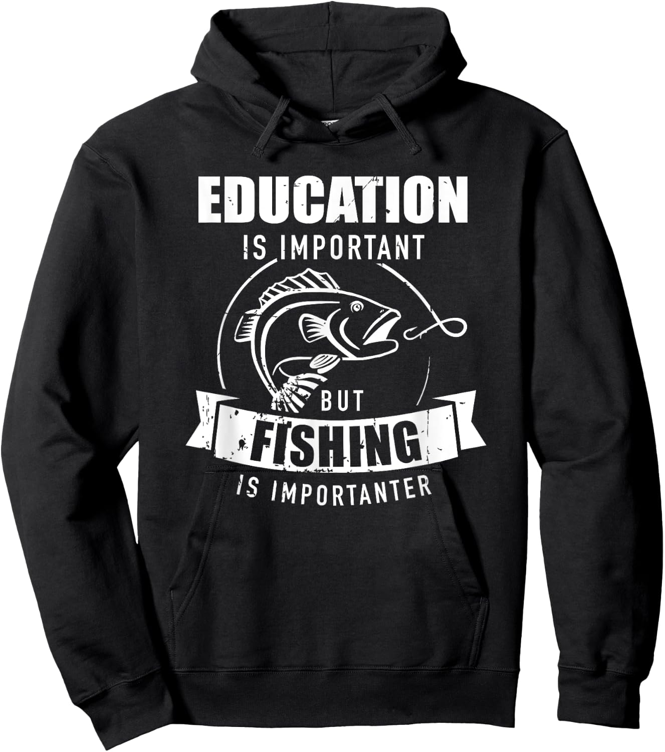 Education is important but fishing is importanter Hoodie - Hoodie | Black
