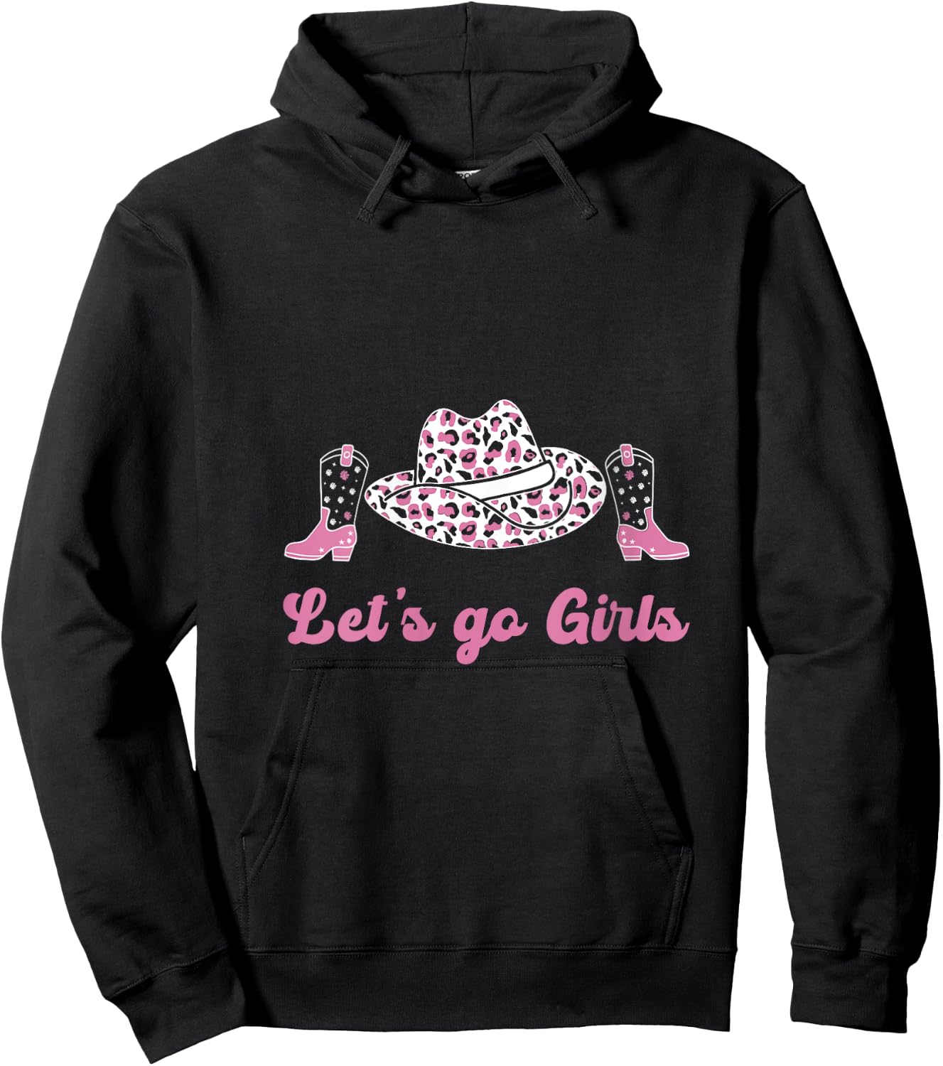 Let's Go Girls Shirt Cute Rodeo girl Pink cowgirl V-Neck Hoodie - Hoodie | Black