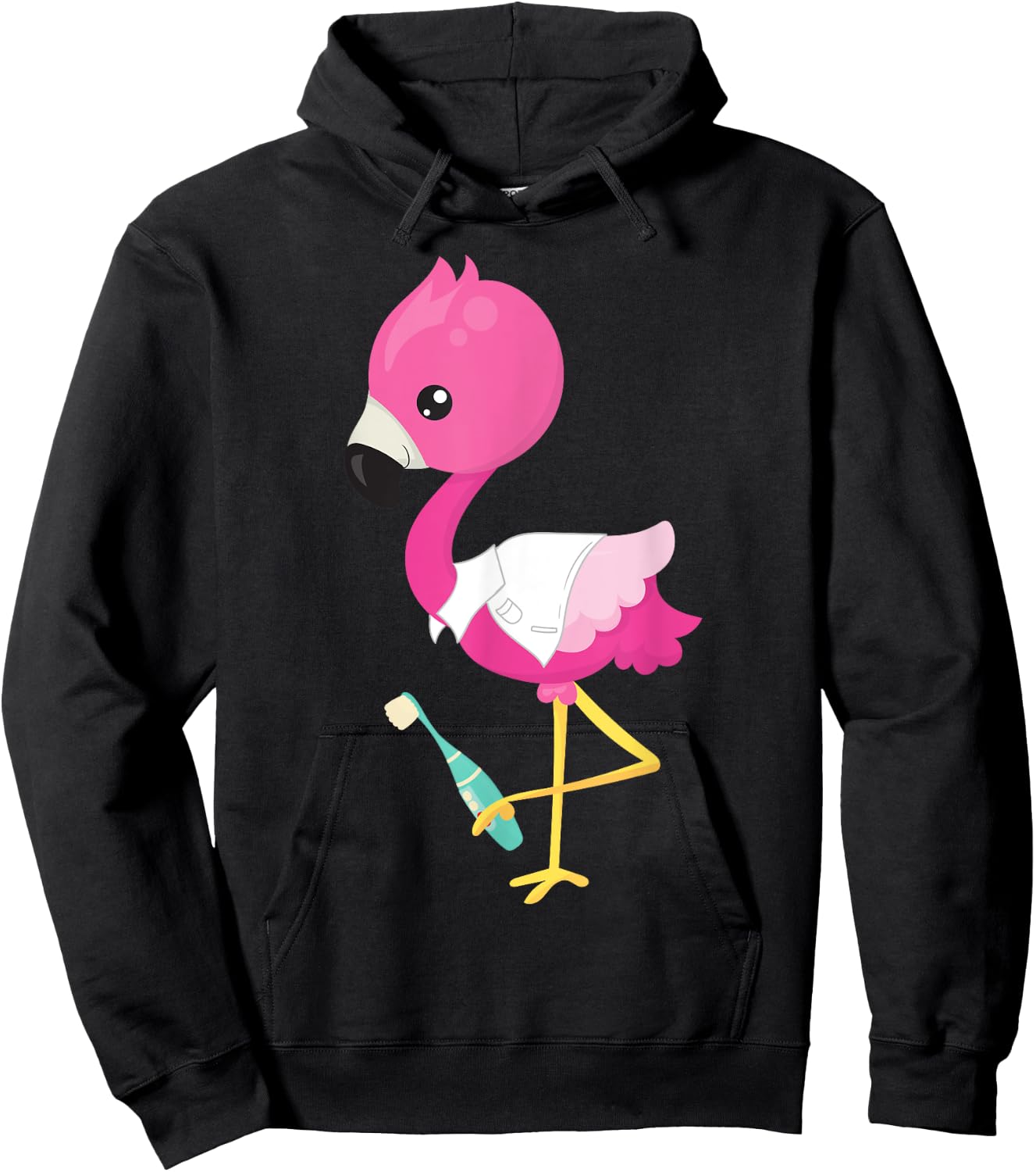 Pink Flamingo Doctor Dental Clinic Surgery Oral Care Dentist Hoodie - Hoodie | Black