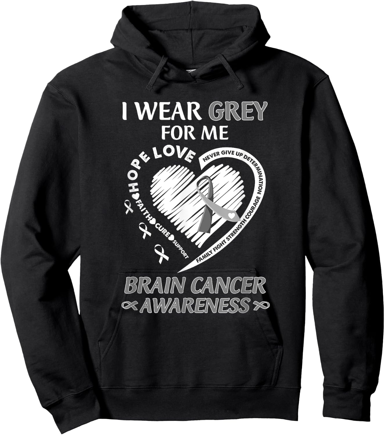 In May I Wear Grey For Me Brain Cancer Awareness Month Hoodie - Hoodie | Black