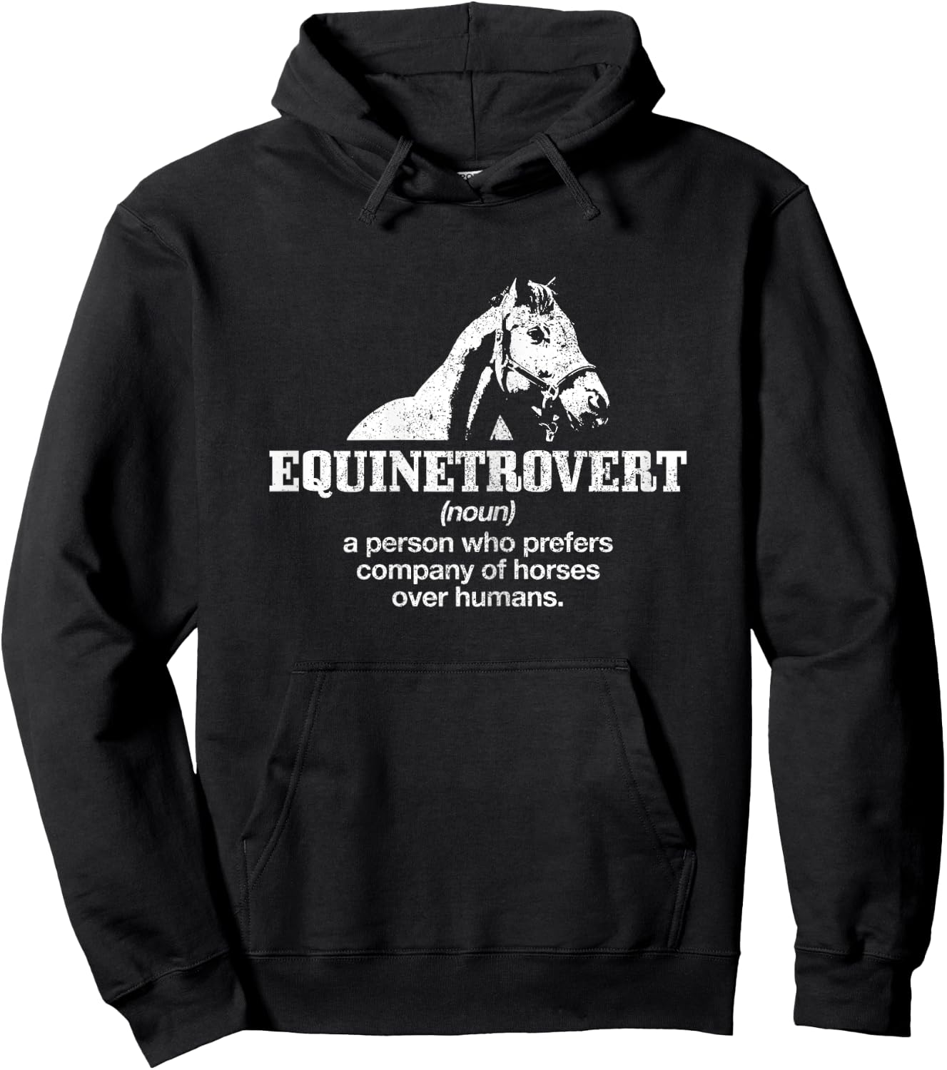 Equinetrovert Definition Funny Horse Riding Horse Girl Gift Hoodie - Hoodie | Black