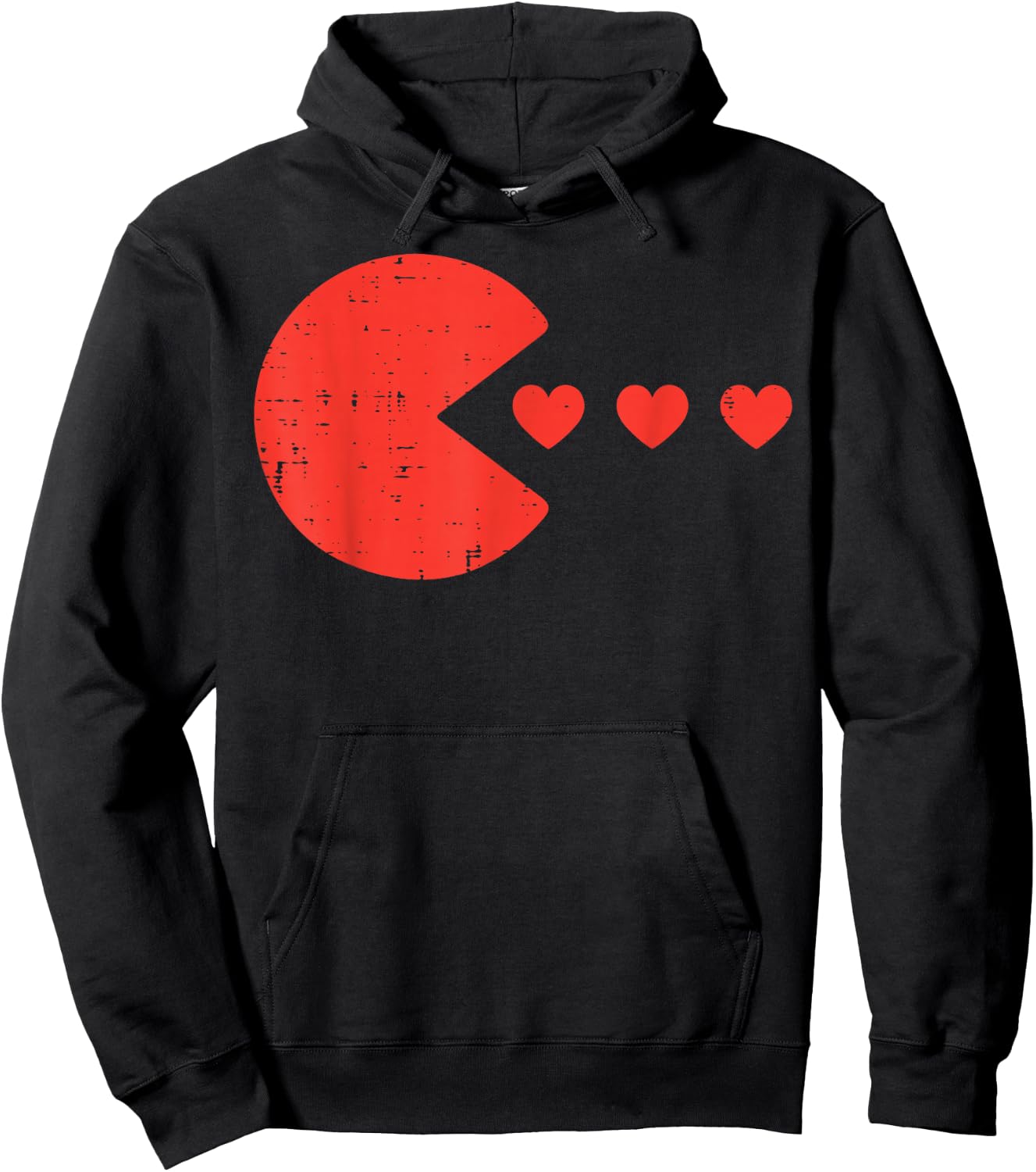Valentines Day Gamer Eating Hearts Men Boys Kids Youth Teen Hoodie - Hoodie | Black