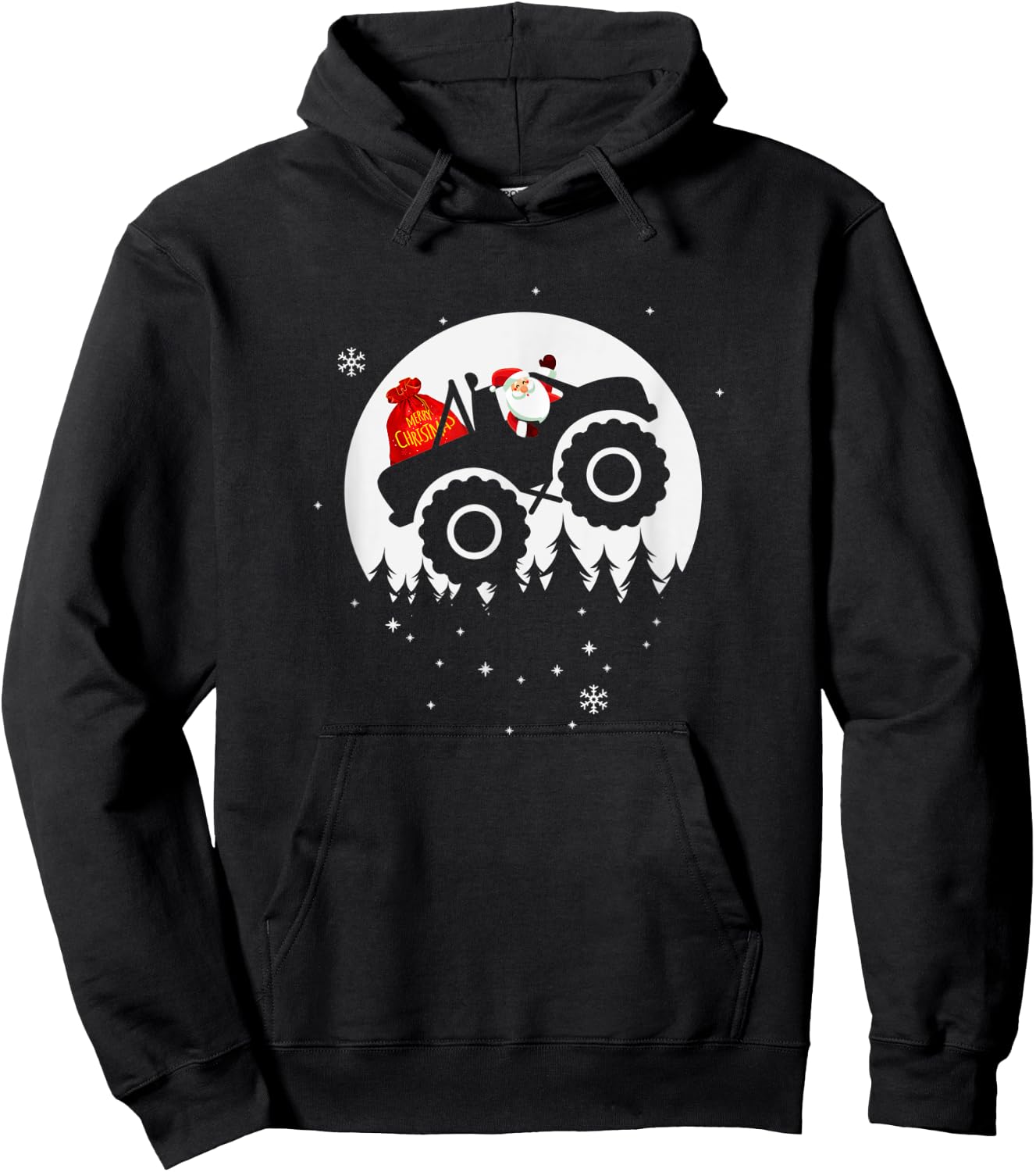 Monster Truck Pajama Christmas Hoodie - Hoodie | Black