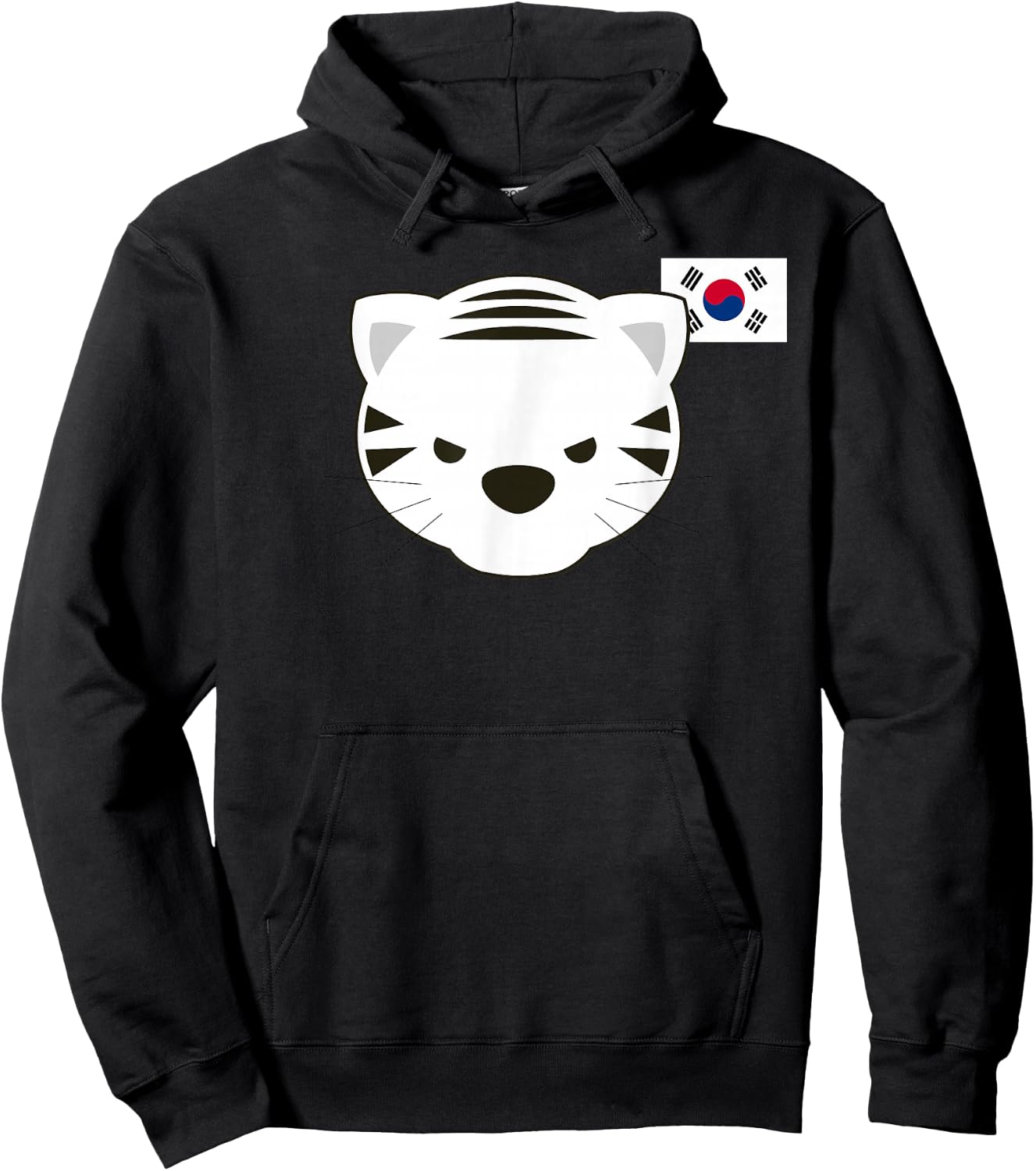 White Siberian Tiger South Korean Flag Hoodie - Hoodie | Black