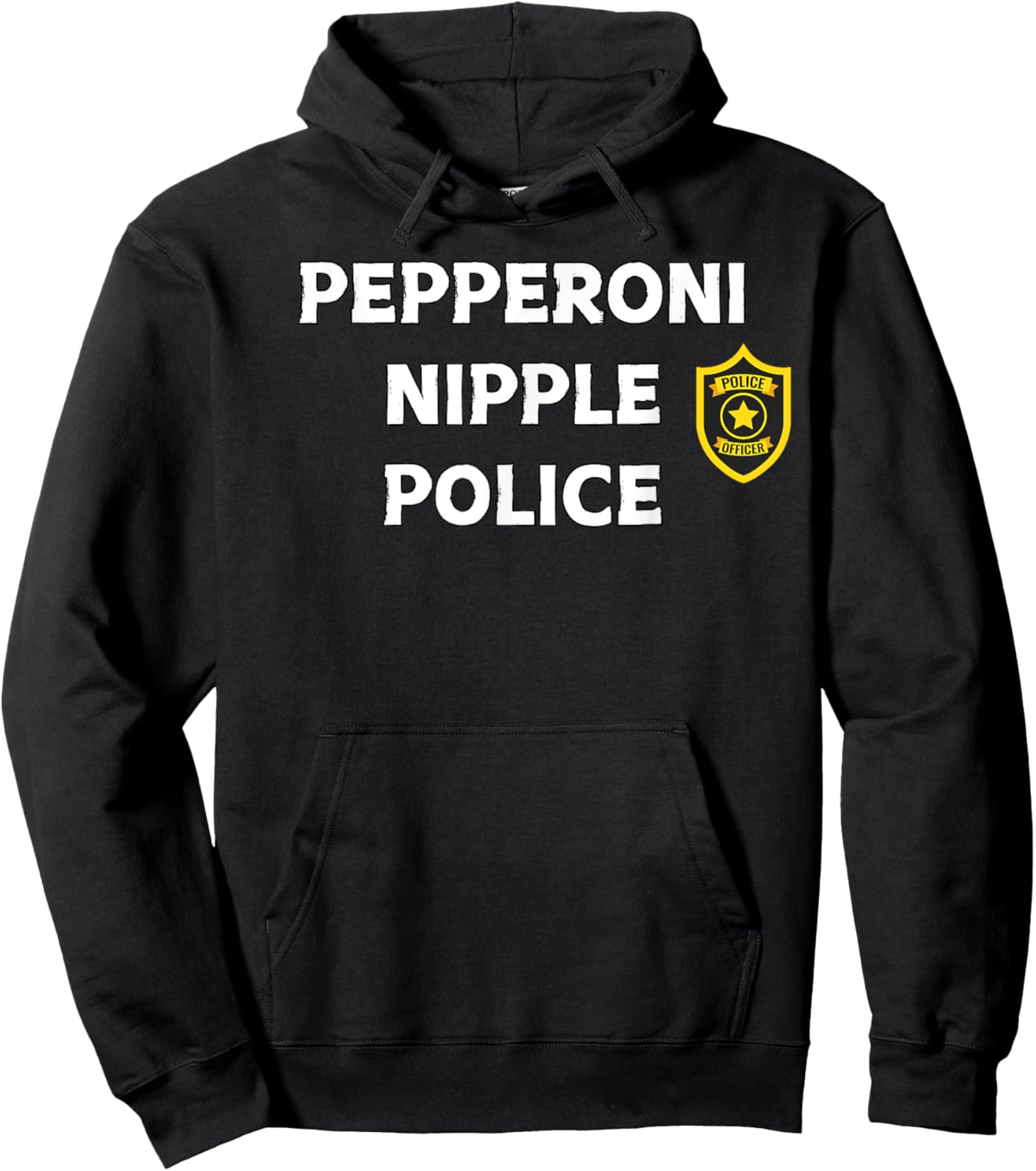 Fun Graphic-Pepperoni Nipple Police Hoodie - Hoodie | Black