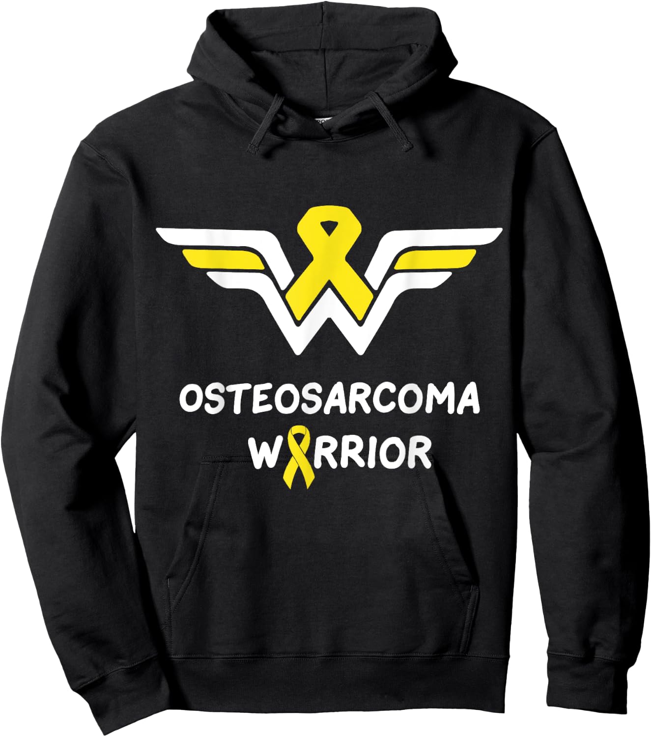 Osteosarcoma Awareness Warrior Support Yellow Ribbon Gifts Hoodie - Hoodie | Black