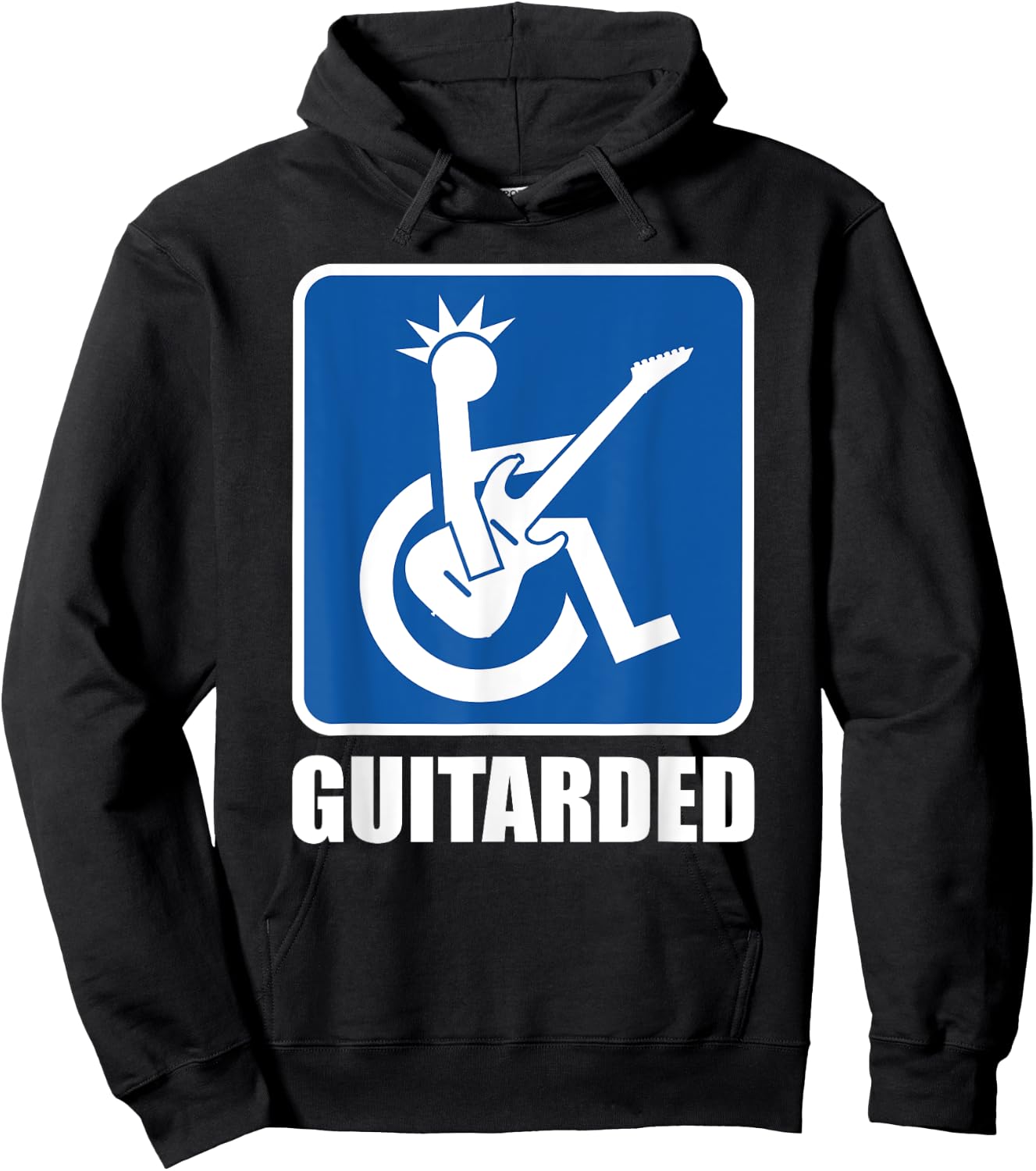 Musician Gifts Guitar Black Women's Medium Classic Fit Short Sleeve Music Themed Hoodie - Hoodie | Black