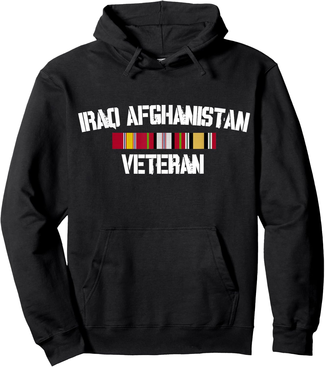 Iraq Afghanistan Veteran Pride Service Ribbon Hoodie - Hoodie | Black
