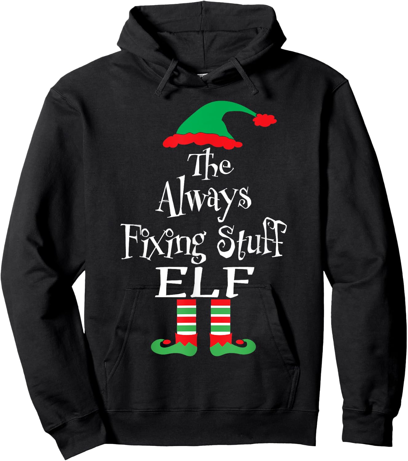 Funny The Always Fixing Stuff Elf Christmas Matching Hoodie - Hoodie | Black