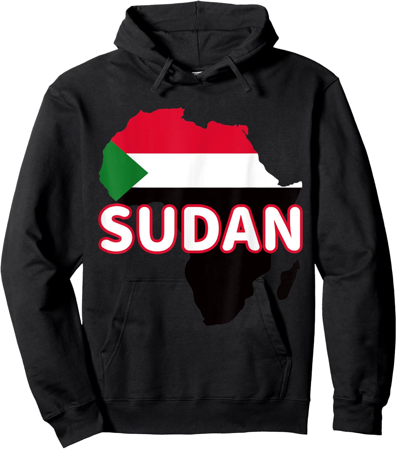 Sudan Sudanese Pride Flag Map Africa Print Hoodie - Hoodie | Black