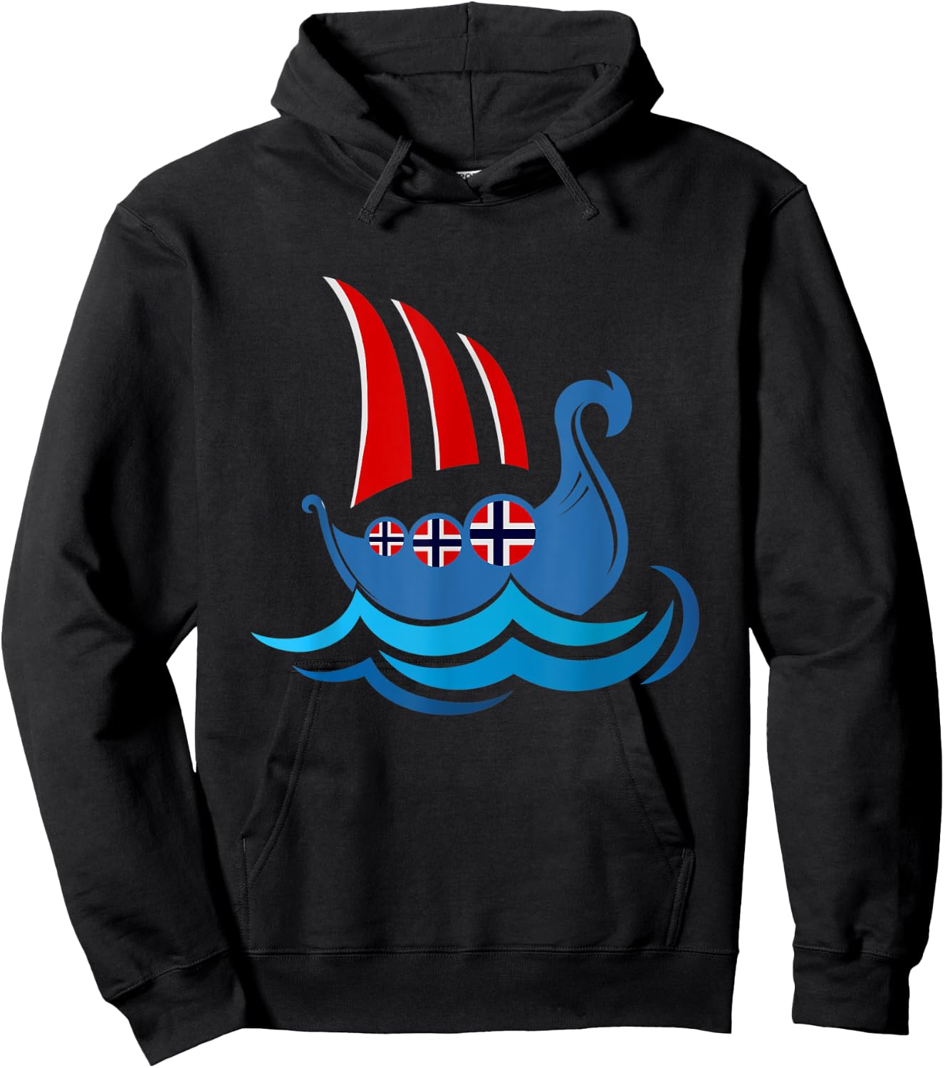 Nordic Norwegian Flag Scandinavia Ship Norway Hoodie - Hoodie | Black