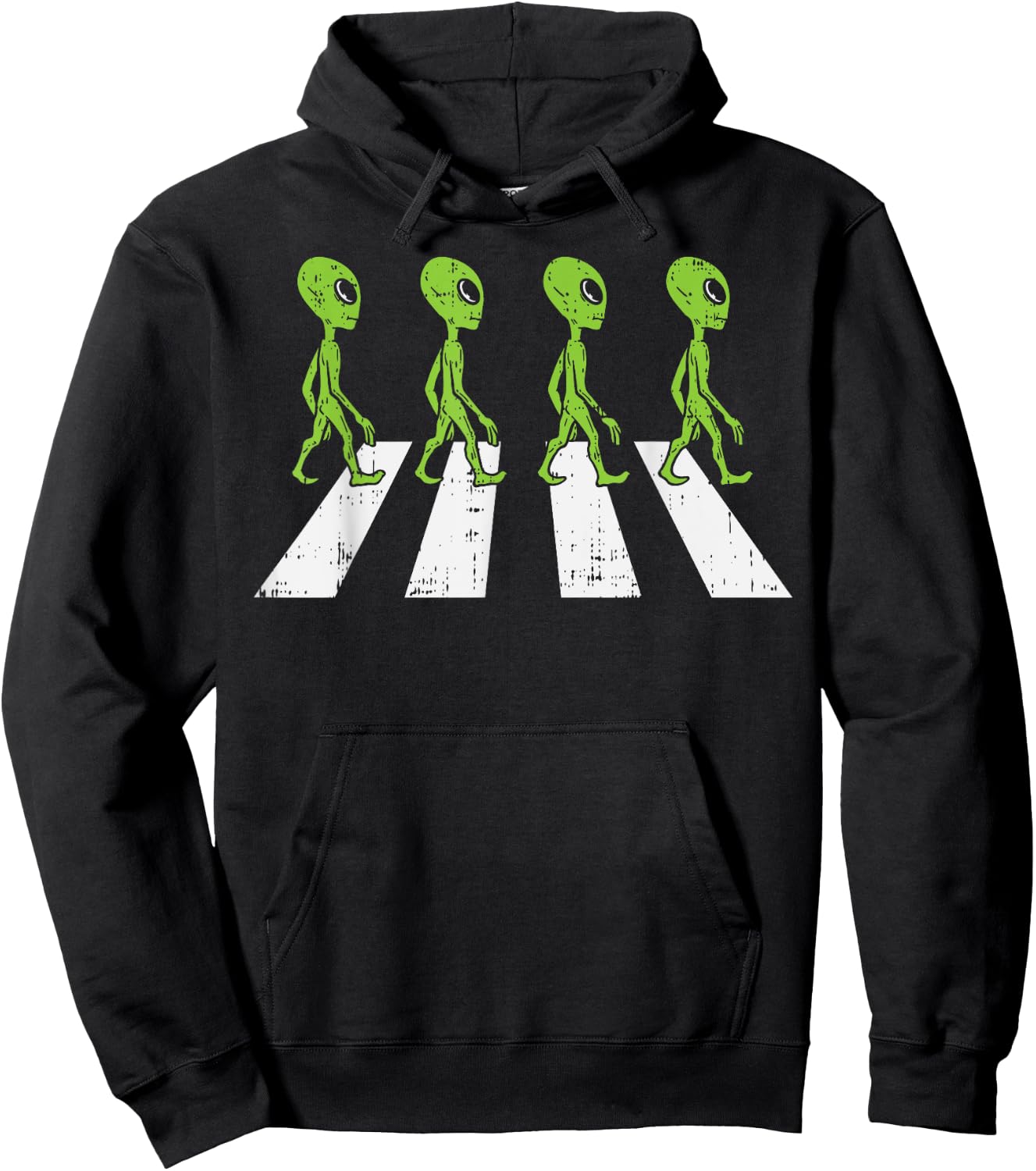 Aliens Crossing Road Funny Crosswalk Pun Space Lover Gift Hoodie - Hoodie | Black