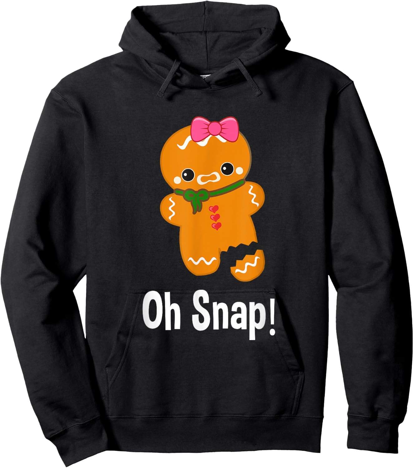 Funny Christmas Gingerbread Man Oh Snap Sweater Women Girl Hoodie - Hoodie | Black