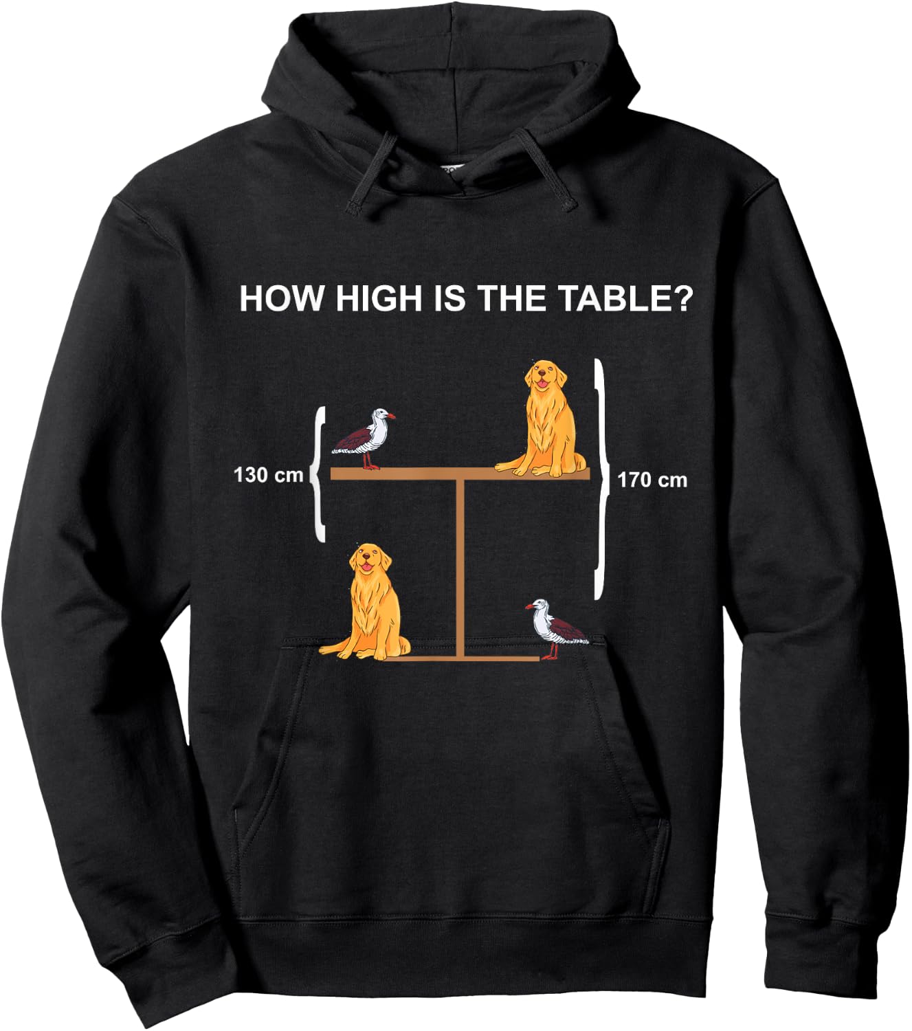 How High is The Table? Riddle and Funny Math Problem Hoodie - Hoodie | Black