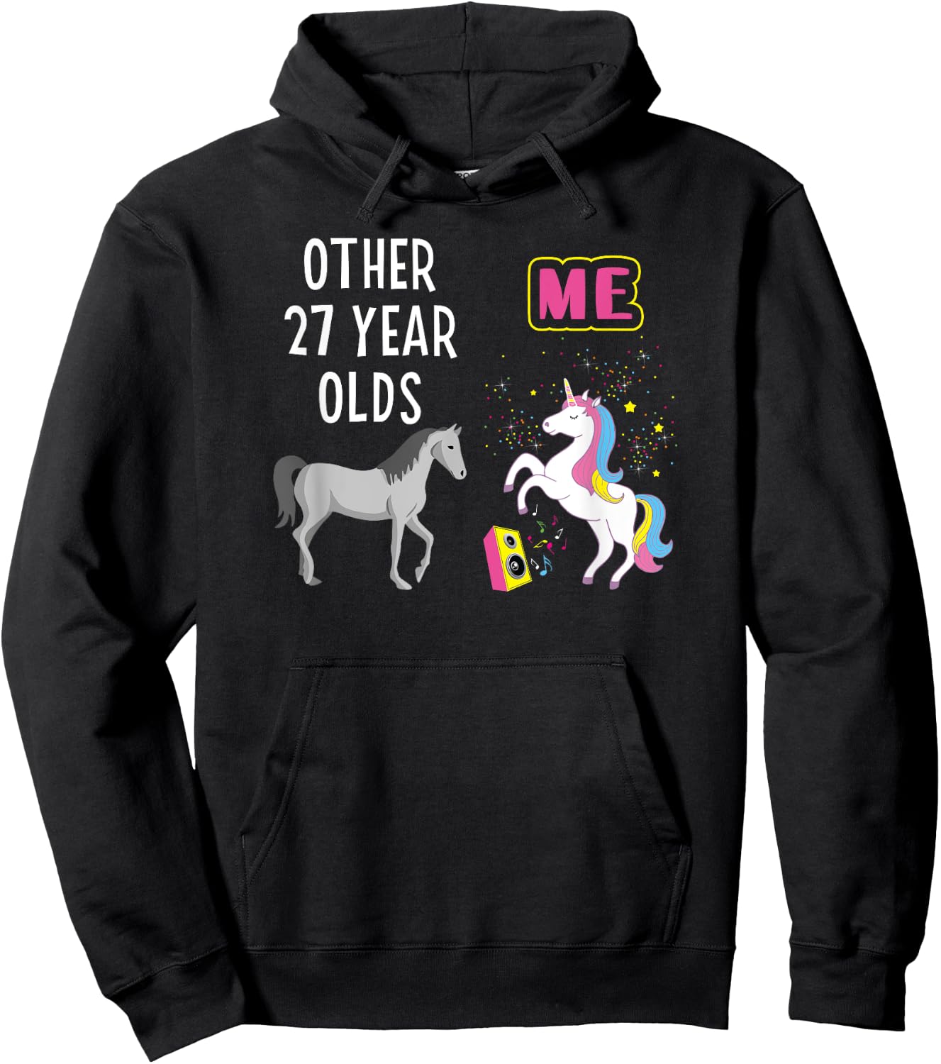 27th Birthday Other 27 Year Olds Me Unicorn Girlfriend Wife Hoodie - Hoodie | Black