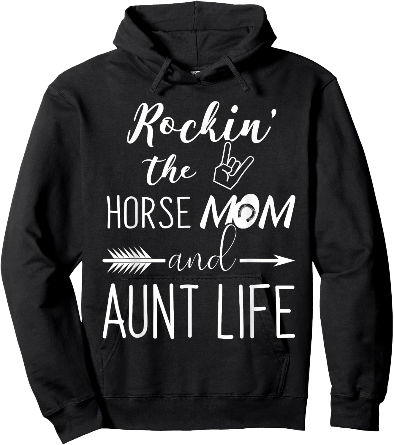 Rockin The Horse Mom and Aunt Life - Unique Horse Lovers Hoodie - Hoodie | Black