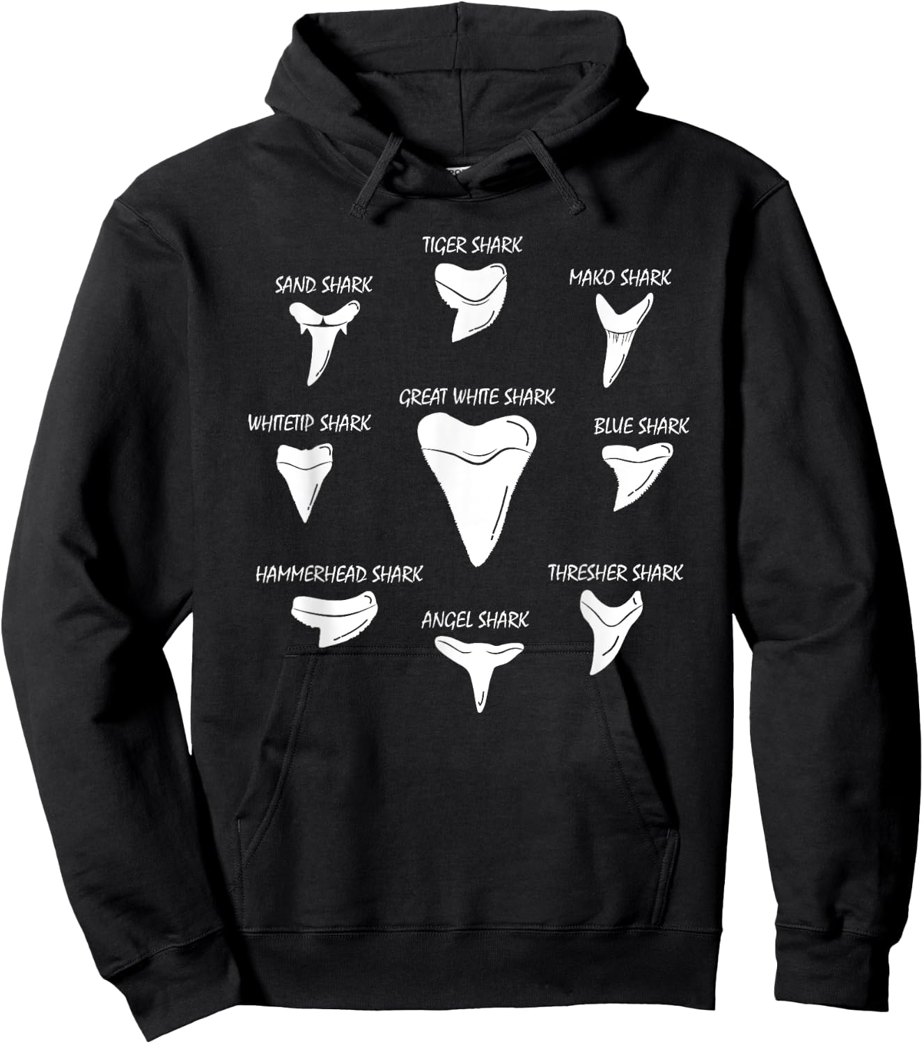 9 Types Of Sharks Teeth Species Biology Life Tooth Collector Hoodie - Hoodie | Black