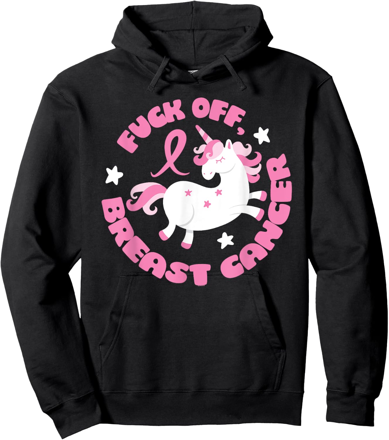 Fuck Off Breast Cancer Unicorn Hoodie - Hoodie | Black
