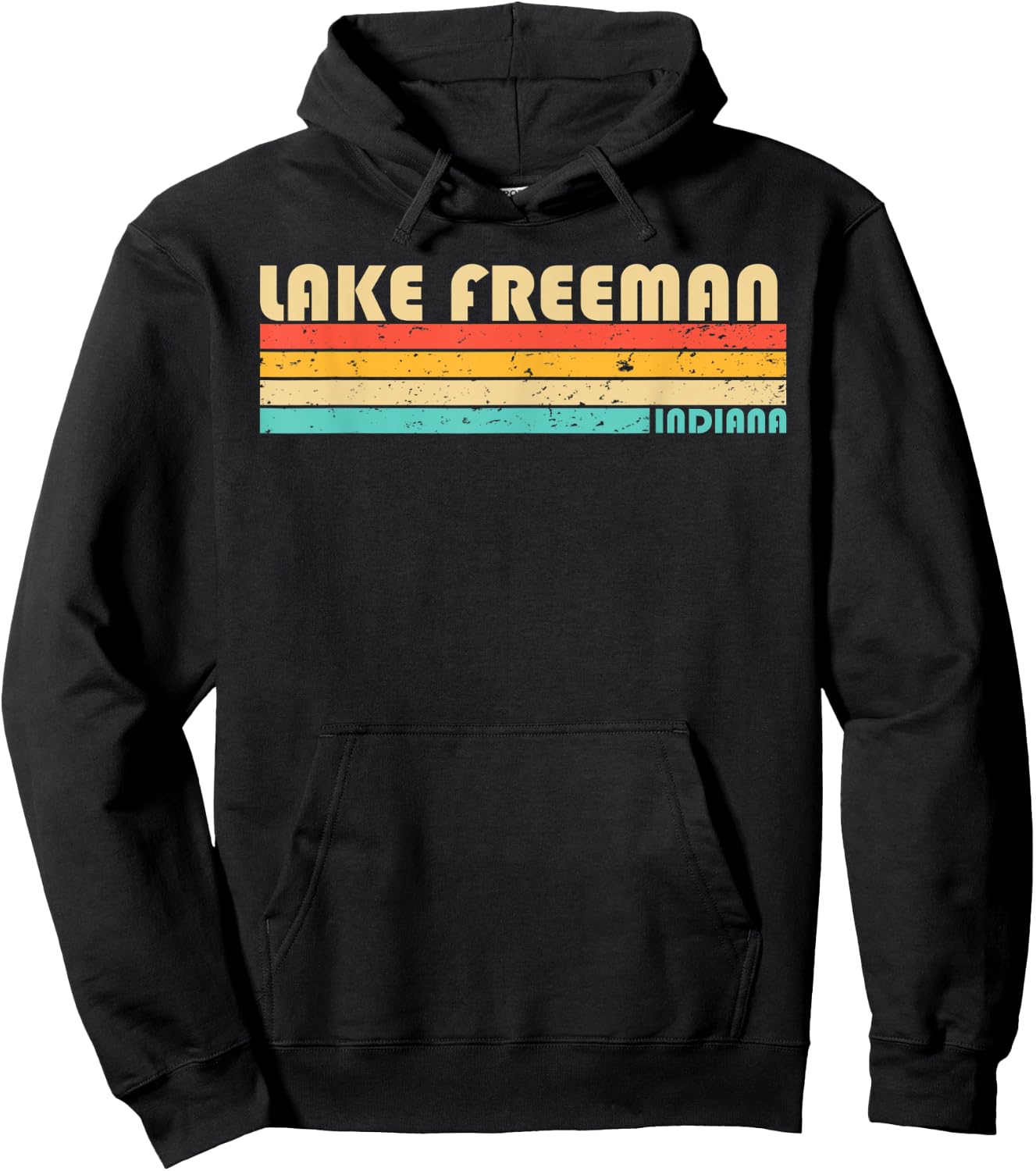 LAKE FREEMAN INDIANA Funny Fishing Camping Summer Hoodie - Hoodie | Black