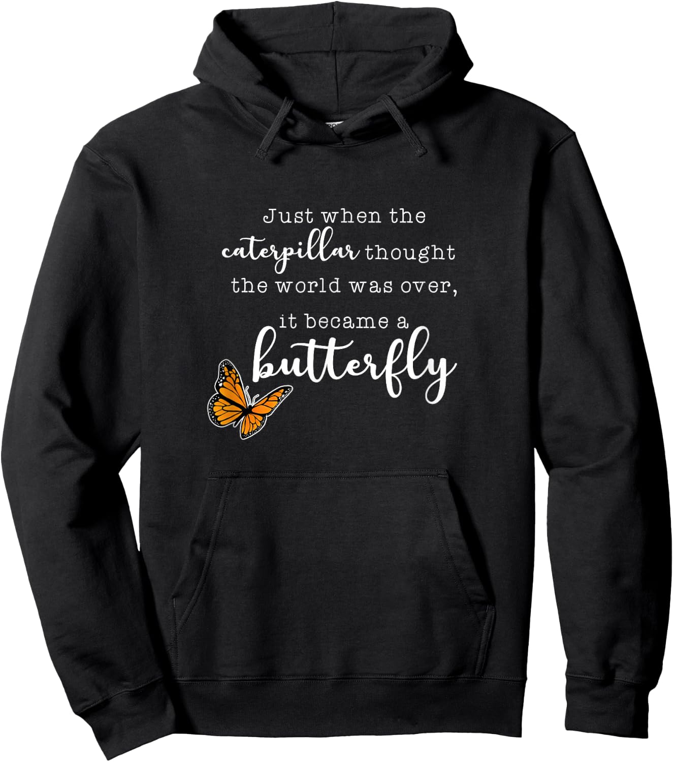 Just When The Caterpillar - Monarch Butterflies Chrysalis Hoodie - Hoodie | Black