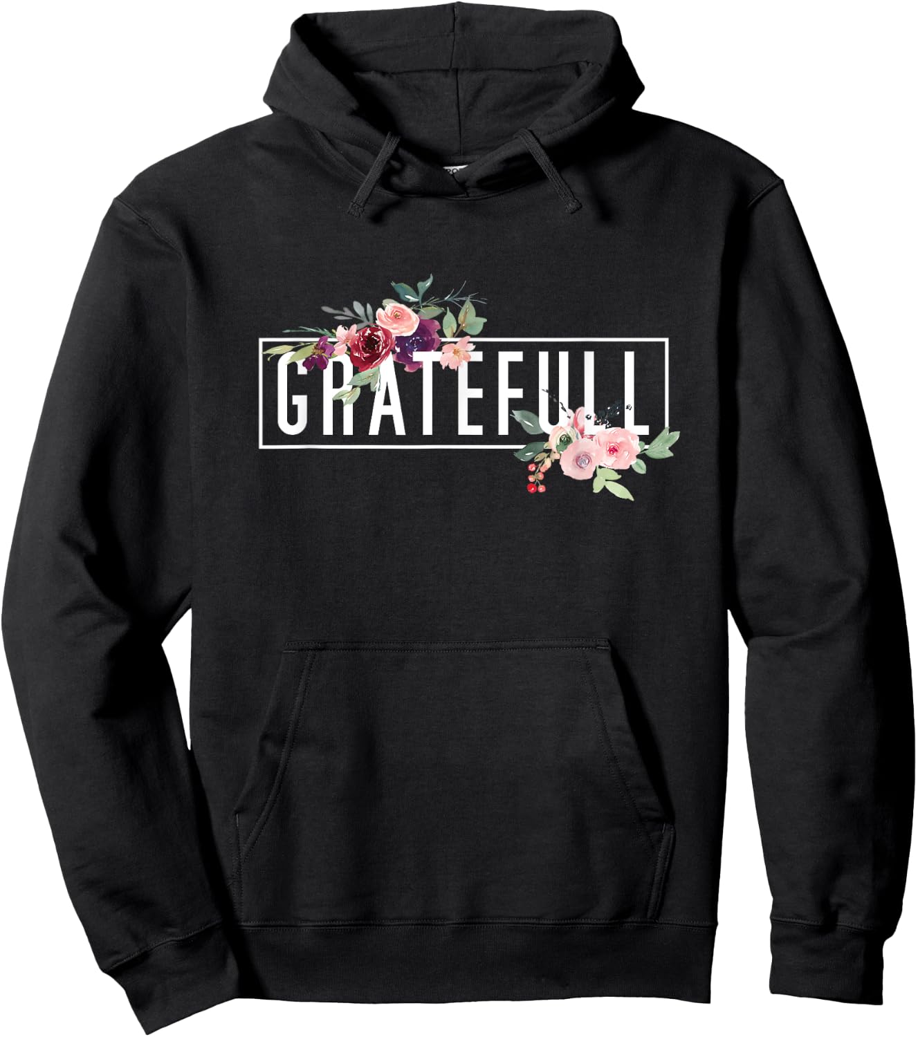 Grateful Flora Flowers Bouquet Modern Design. Woman Grateful Hoodie - Hoodie | Black