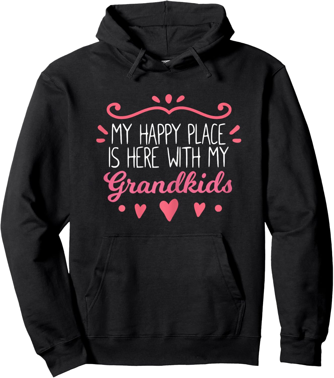 My Happy Place Is Here With My Grandkids Cool Grandma Hoodie - Hoodie | Black