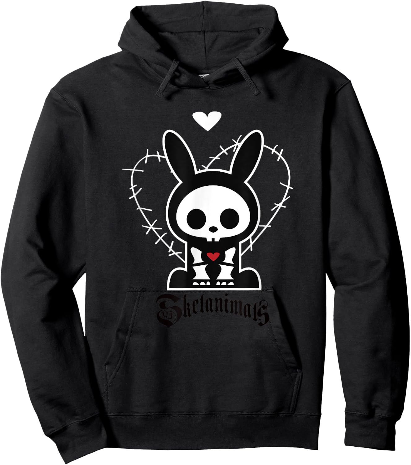Skelanimals Stitched Vintage Jack Rabbit Heart Frame Logo Hoodie - Hoodie | Black