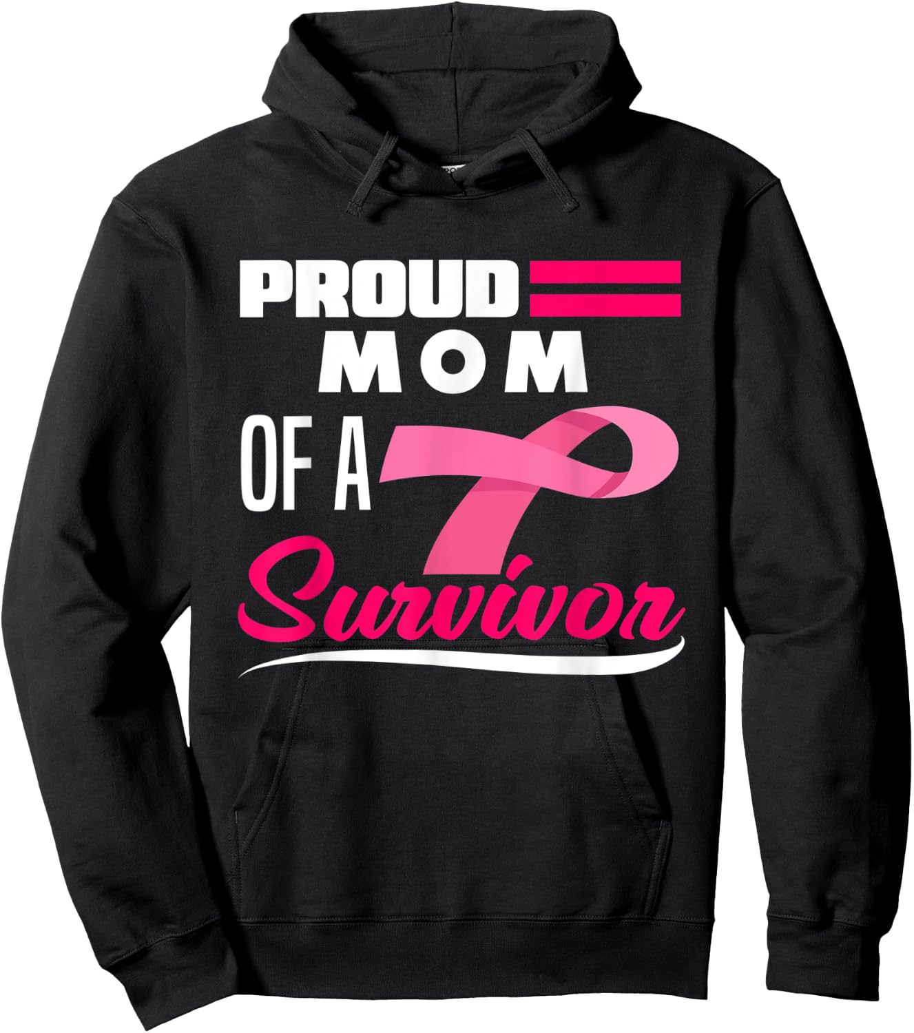 Proud Mom Of A Survivor Daughter Breast Cancer Awareness Hoodie - Hoodie | Black