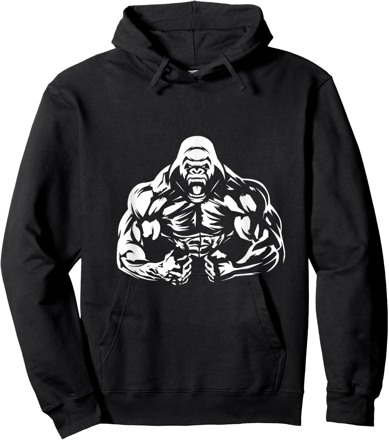 Vegan Fitness Gorilla Workout Apparel -Adults Gorilla Bodybuilder Vegan Workout Gym Strength Training Hoodie - Hoodie | Black
