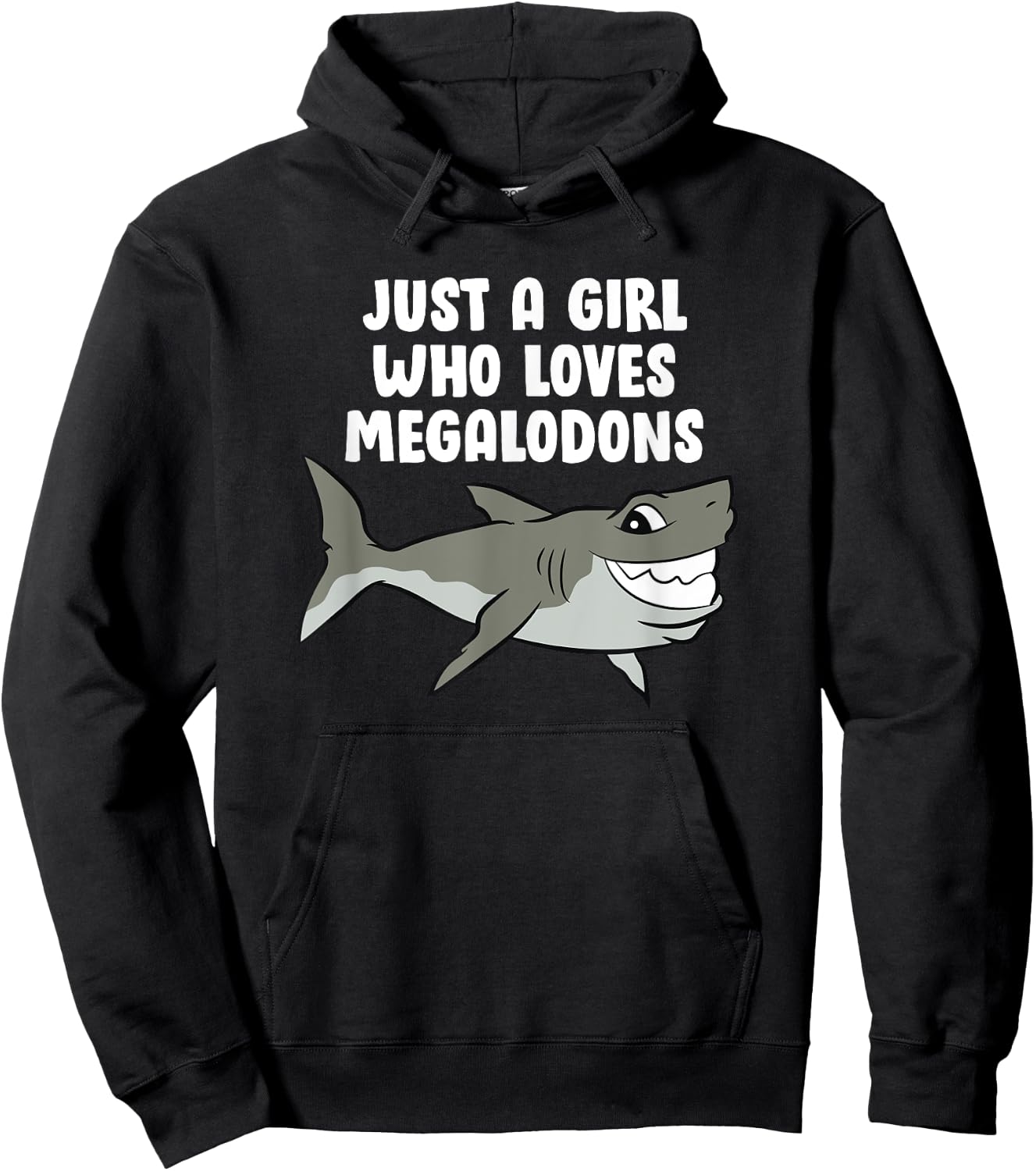 Just a Girl Who Loves Megalodons Kids Cartoon Megalodon Hoodie - Hoodie | Black