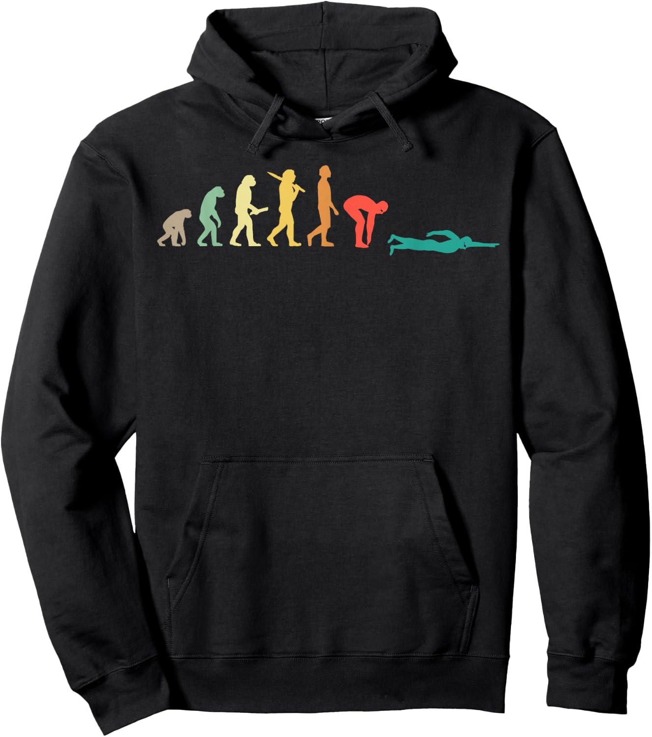Retro Swimming Evolution Gift Swimmers Small Hoodie - Hoodie | Black