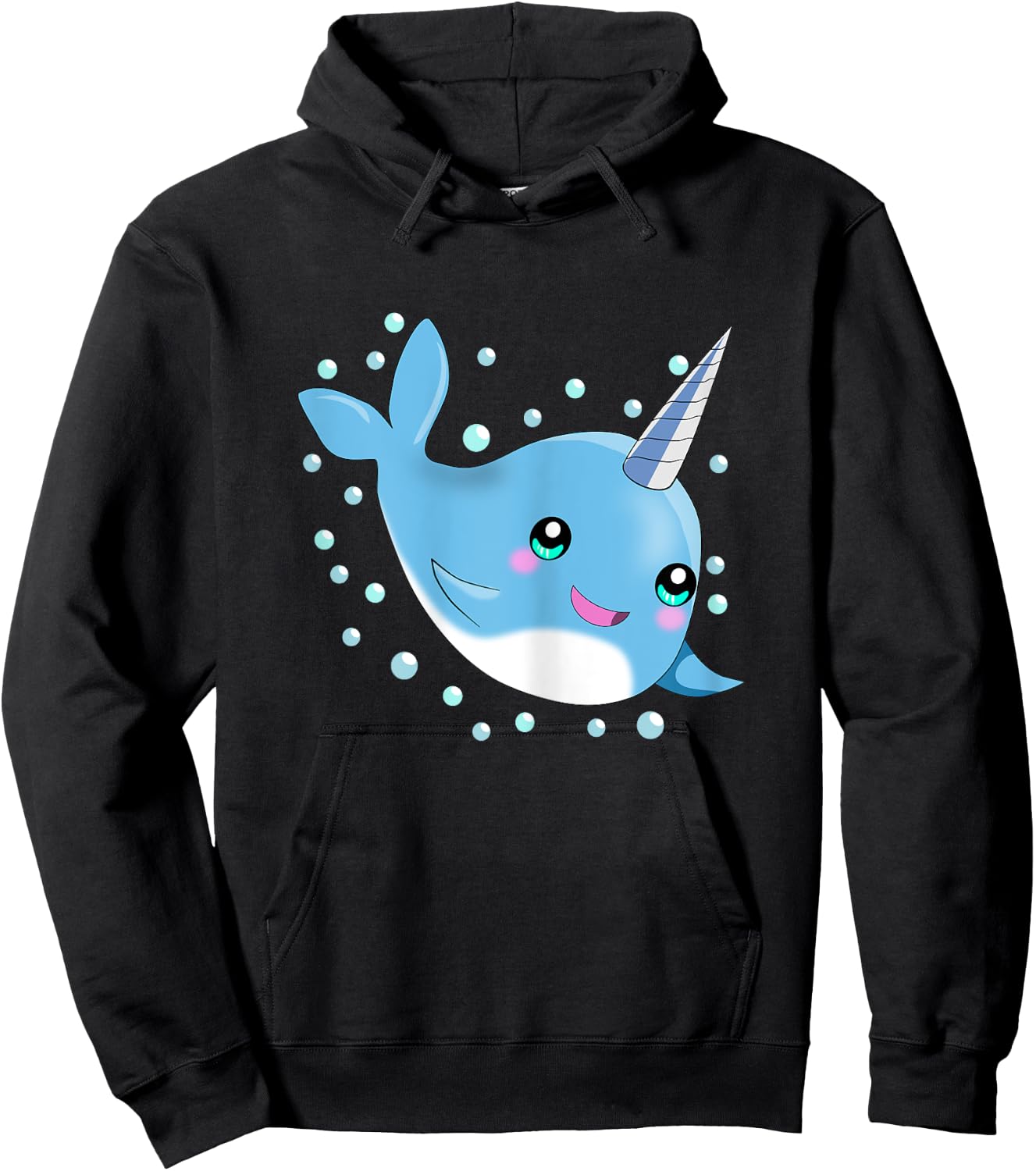 Sea Animal Lover Gift Kids Boys Girls Cute Baby Narwhal Hoodie - Hoodie | Black