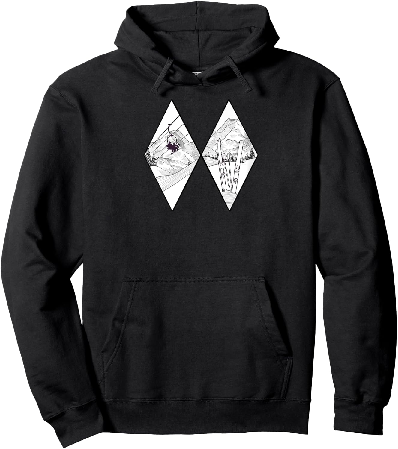 Graphic Difficult Run Marker Ski Snowboard Ski Lift Mountain Hoodie - Hoodie | Black